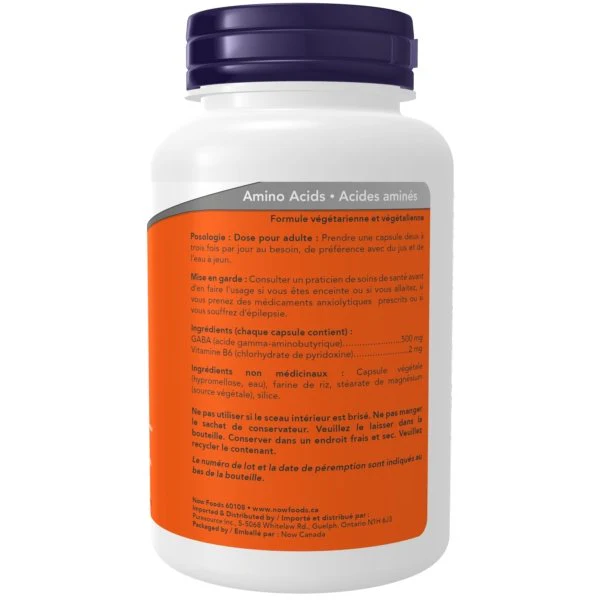 NOW GABA 500mg w/ Vitamin B6 200 Caps - Image 3